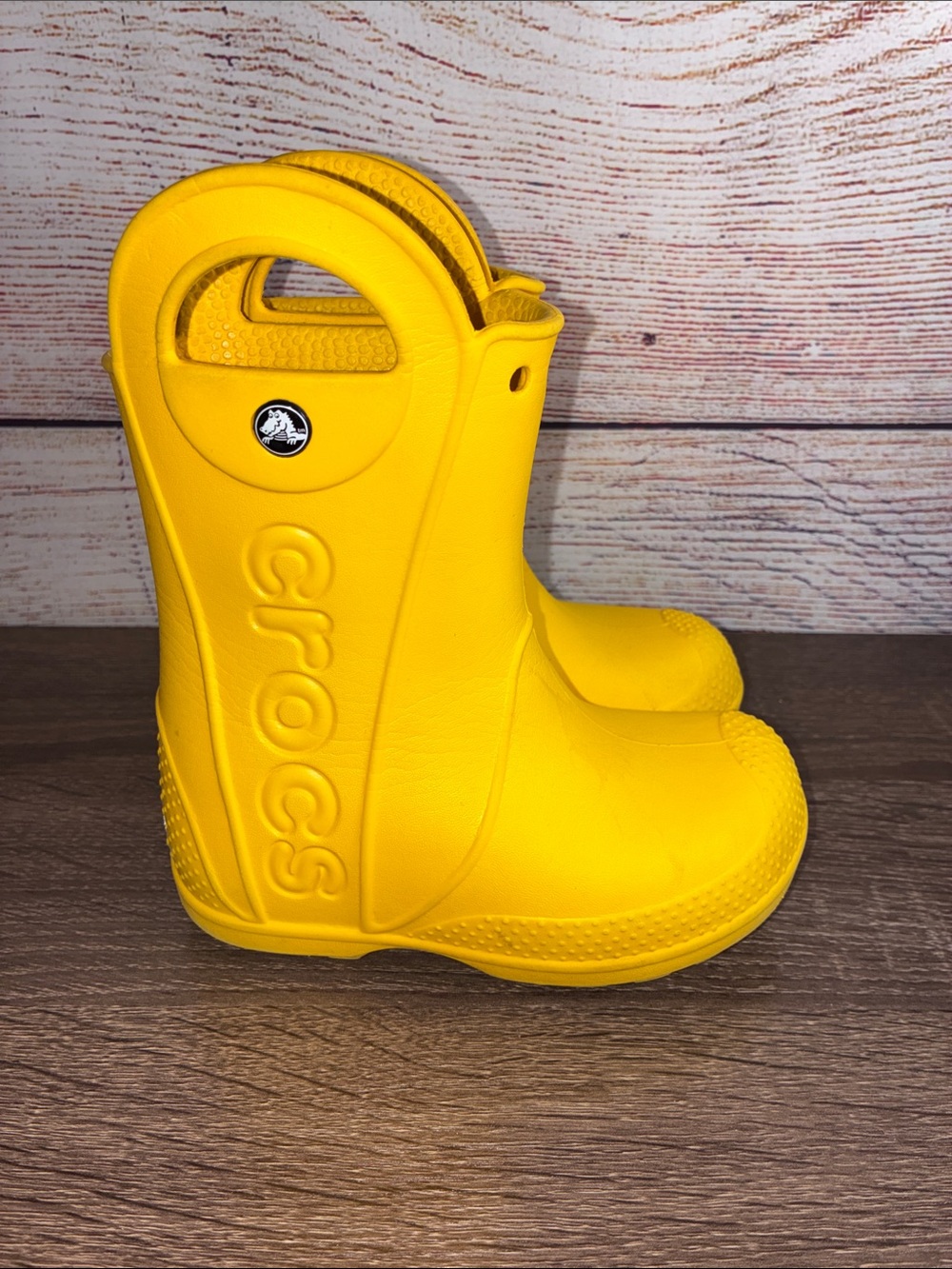 Pre Owned Crocs Kids' Classic Handle Rain Boots - Yellow 9